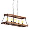 Quickway Imports Vintage Style Wooden Rectangle 5 Bulb Ceiling Hanging Light Fixture, Brown Decorative Chandelier QI004570.5 - alternate 1